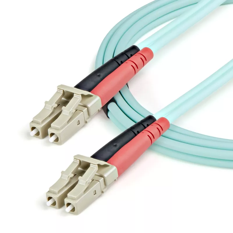 Cabo de fibra ótica multimodo LC/UPC para LC/UPC OM3 StarTech.com 1m (3ft), cabo de fibra ótica zipcord full duplex 50/125µm, 100G, baixa atenuação de inserção, cabo de patch de fibra LSZH