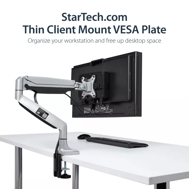 StarTech.com ACCSMNT suporte para thin client – suporte de montagem VESA, para Intel NUC / Mac Mini, computador de secretária pequeno, 5 kg, preto, plástico/aço