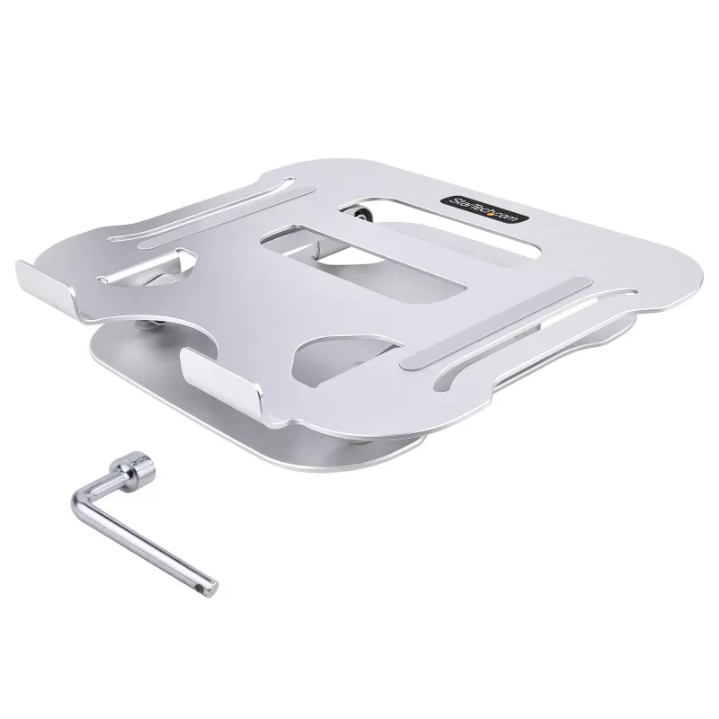 Suporte para portátil StarTech.com para secretária, suporte ergonómico para portátil de altura ajustável, alumínio, portátil, suporta até 10 kg, suporte dobrável para portátil para secretária – elevação/suporte inclinado para notebook