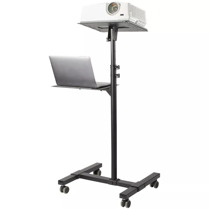 Suporte/carrinho móvel para projetor e portátil StarTech.com – suporte robusto e portátil para projetor (2 prateleiras, cada uma com capacidade de 10 kg) – carrinho de altura ajustável para apresentações com rodas bloqueáveis