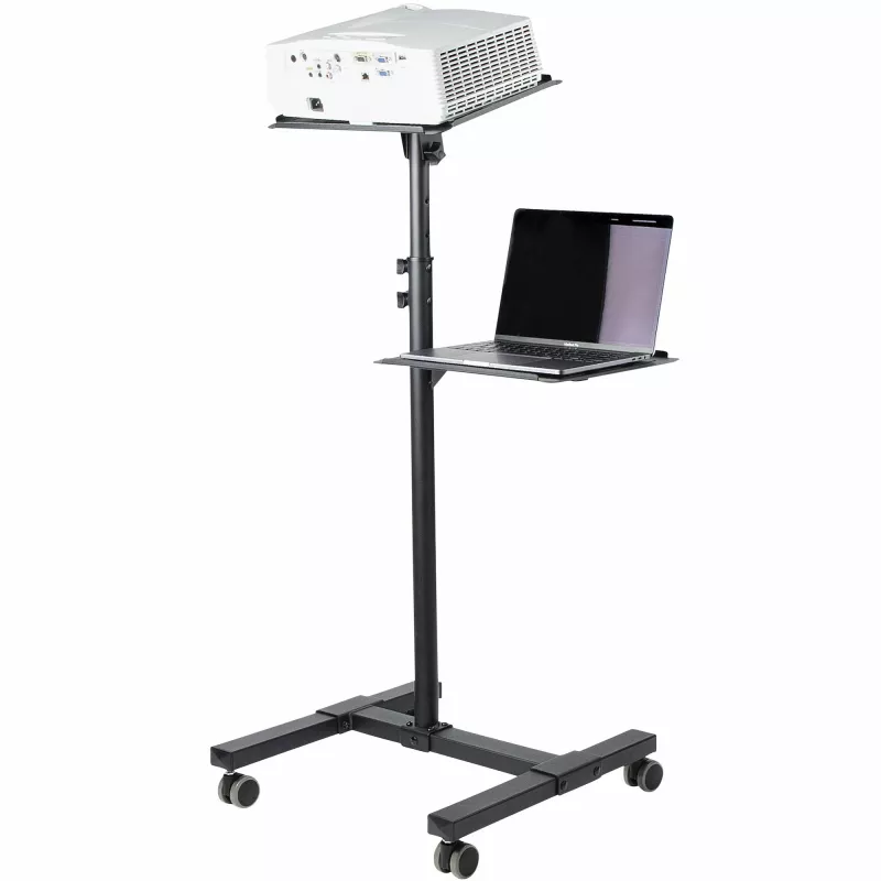 Suporte/carrinho móvel para projetor e portátil StarTech.com – suporte robusto e portátil para projetor (2 prateleiras, cada uma com capacidade de 10 kg) – carrinho de altura ajustável para apresentações com rodas bloqueáveis