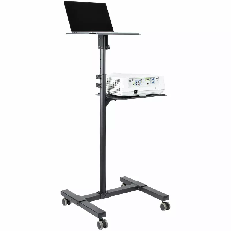 Suporte/carrinho móvel para projetor e portátil StarTech.com – suporte robusto e portátil para projetor (2 prateleiras, cada uma com capacidade de 10 kg) – carrinho de altura ajustável para apresentações com rodas bloqueáveis
