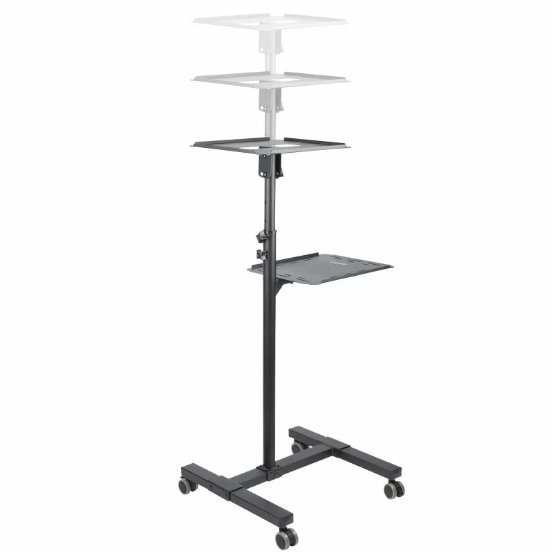 Suporte/carrinho móvel para projetor e portátil StarTech.com – suporte robusto e portátil para projetor (2 prateleiras, cada uma com capacidade de 10 kg) – carrinho de altura ajustável para apresentações com rodas bloqueáveis