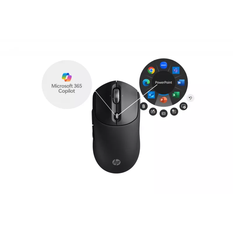 Rato sem fios recarregável HP 700, ambidestro, RF Wireless + Bluetooth, 6000 DPI, preto