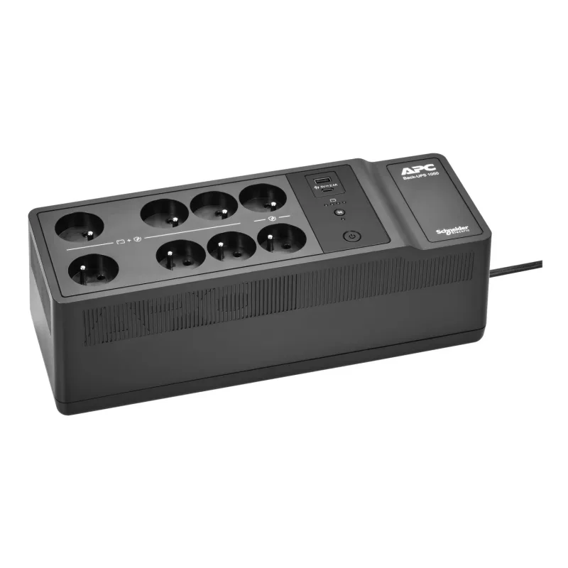 APC Back-UPS, 1050VA/600W montagem no chão/parede, 230V, 8 tomadas francesas/belgas, ligação USB Type-A+C, bateria substituível pelo utilizador