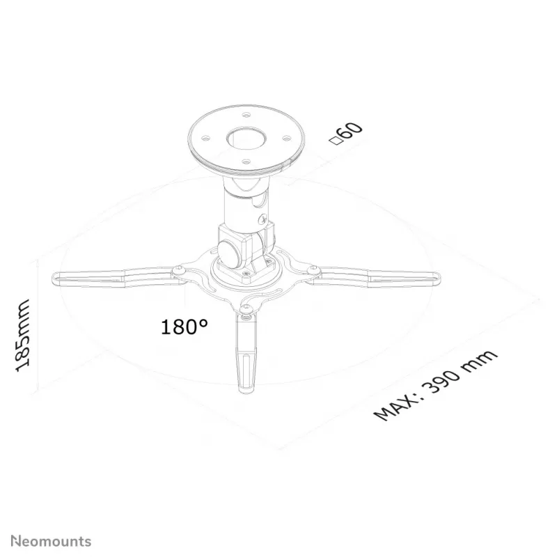 Suporte de teto para projetor Neomounts BEAMER-C50 - H 18,5 cm - totalmente móvel