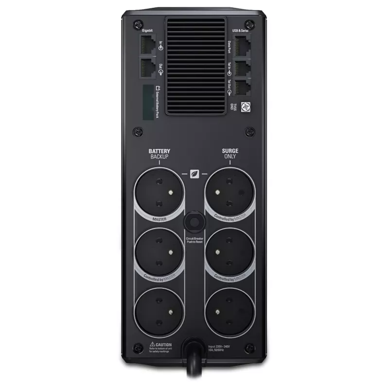 APC Power Saving Back-UPS RS 1500 230V CEE 7/5, Line-Interactive, 1,5 kVA, 865 W, 445 J, tipo E / F, bateria de chumbo-ácido selada (VRLA)