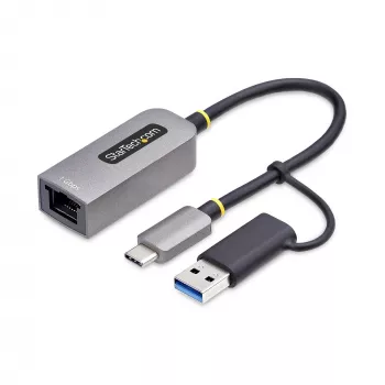 Adaptador USB-C para Ethernet StarTech.com com dongle USB-A, 10/100/1000 Mbit/s, adaptador de rede USB 3.0 para Gigabit Ethernet, cabo fixo de 15 cm, adaptador USB GbE