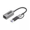 Adaptador USB-C para Ethernet StarTech.com com dongle USB-A, 10/100/1000 Mbit/s, adaptador de rede USB 3.0 para Gigabit Ethernet, cabo fixo de 15 cm, adaptador USB GbE