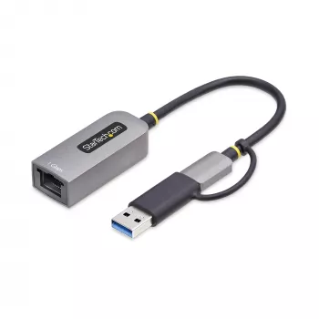 Adaptador USB-C para Ethernet StarTech.com com dongle USB-A, 10/100/1000 Mbit/s, adaptador de rede USB 3.0 para Gigabit Ethernet, cabo fixo de 15 cm, adaptador USB GbE