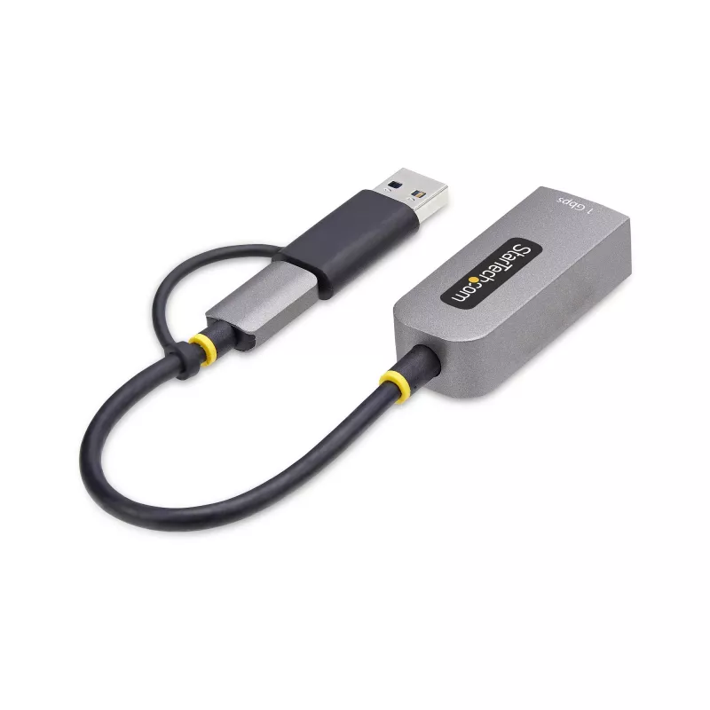 Adaptador USB-C para Ethernet StarTech.com com dongle USB-A, 10/100/1000 Mbit/s, adaptador de rede USB 3.0 para Gigabit Ethernet, cabo fixo de 15 cm, adaptador USB GbE