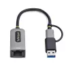 Adaptador USB-C para Ethernet StarTech.com com dongle USB-A, 10/100/1000 Mbit/s, adaptador de rede USB 3.0 para Gigabit Ethernet, cabo fixo de 15 cm, adaptador USB GbE