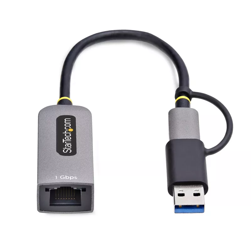 Adaptador USB-C para Ethernet StarTech.com com dongle USB-A, 10/100/1000 Mbit/s, adaptador de rede USB 3.0 para Gigabit Ethernet, cabo fixo de 15 cm, adaptador USB GbE