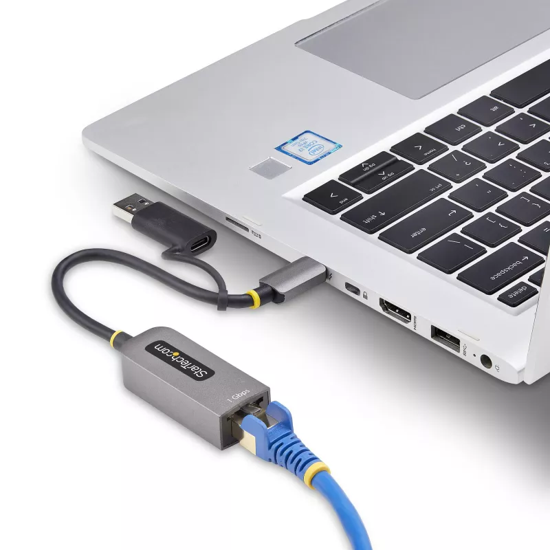 Adaptador USB-C para Ethernet StarTech.com com dongle USB-A, 10/100/1000 Mbit/s, adaptador de rede USB 3.0 para Gigabit Ethernet, cabo fixo de 15 cm, adaptador USB GbE