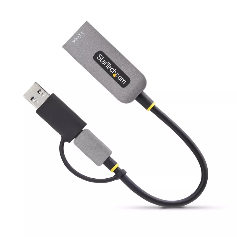 Adaptador USB-C para Ethernet StarTech.com com dongle USB-A, 10/100/1000 Mbit/s, adaptador de rede USB 3.0 para Gigabit Ethernet, cabo fixo de 15 cm, adaptador USB GbE