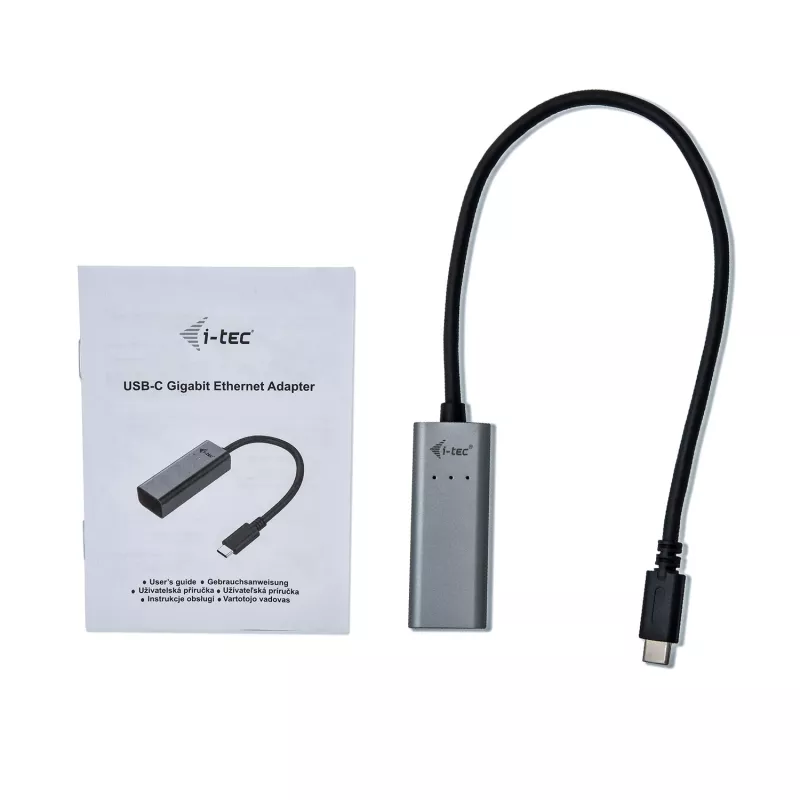 Adaptador Ethernet Gigabit USB-C i-tec Metal, com fio, USB Type-C, Ethernet, 1000 Mbit/s, cinzento