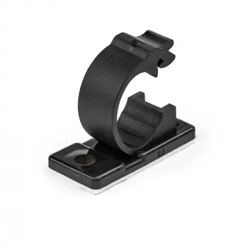 StarTech.com 100 clipes de gestão de cabos autoadesivos pretos – organizador de cabos de rede/ethernet/secretária de escritório/computador – suporte adesivo para cabos/fios – fixação autoadesiva em nylon UL/94V-2 resistente ao fogo
