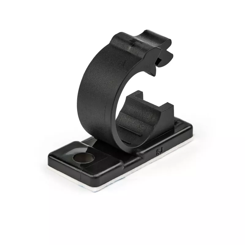 StarTech.com 100 clipes de gestão de cabos autoadesivos pretos – organizador de cabos de rede/ethernet/secretária de escritório/computador – suporte adesivo para cabos/fios – fixação autoadesiva em nylon UL/94V-2 resistente ao fogo