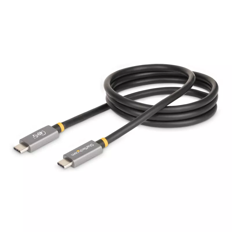 Cabo StarTech.com 1 m USB4, cabo USB-C certificado USB-IF, 40 Gbit/s, cabo de transferência de dados USB Type-C, 100 W Power Delivery, 8K 60 Hz, compatível com Thunderbolt 4/3/USB 3.2