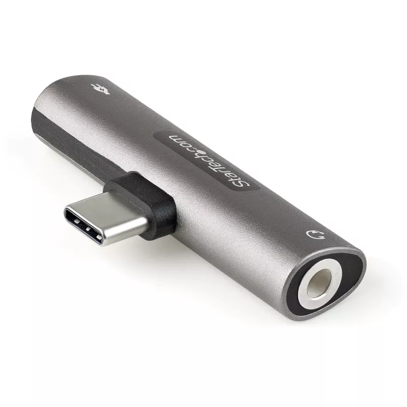 StarTech.com CDP235APDM adaptador de áudio e carregamento USB-C com ficha de auscultadores/headset TRRS de 3,5 mm e Power Delivery USB-C passthrough de 60 W, para telemóvel/tablet/portátil