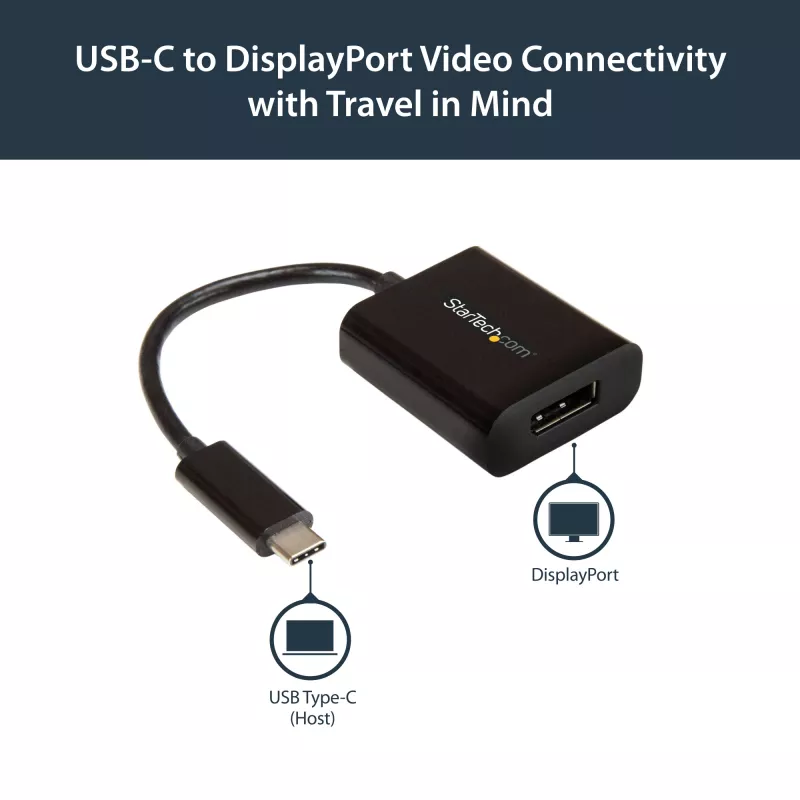 Adaptador StarTech.com USB-C para DisplayPort - 4K 60Hz/8K 30Hz - adaptador dongle USB Type-C para DP 1.4 HBR2 - conversor de vídeo compacto USB-C (DP Alt Mode) para monitor - compatível com Thunderbolt 3