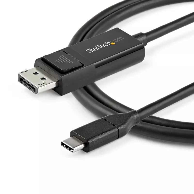 Cabo StarTech.com 6.6ft (2m) USB C para DisplayPort 1.2 4K 60Hz - cabo adaptador de vídeo bidirecional DP para USB-C ou USB-C para DP reversível - HBR2/HDR - cabo para monitor USB Type-C/Thunderbolt