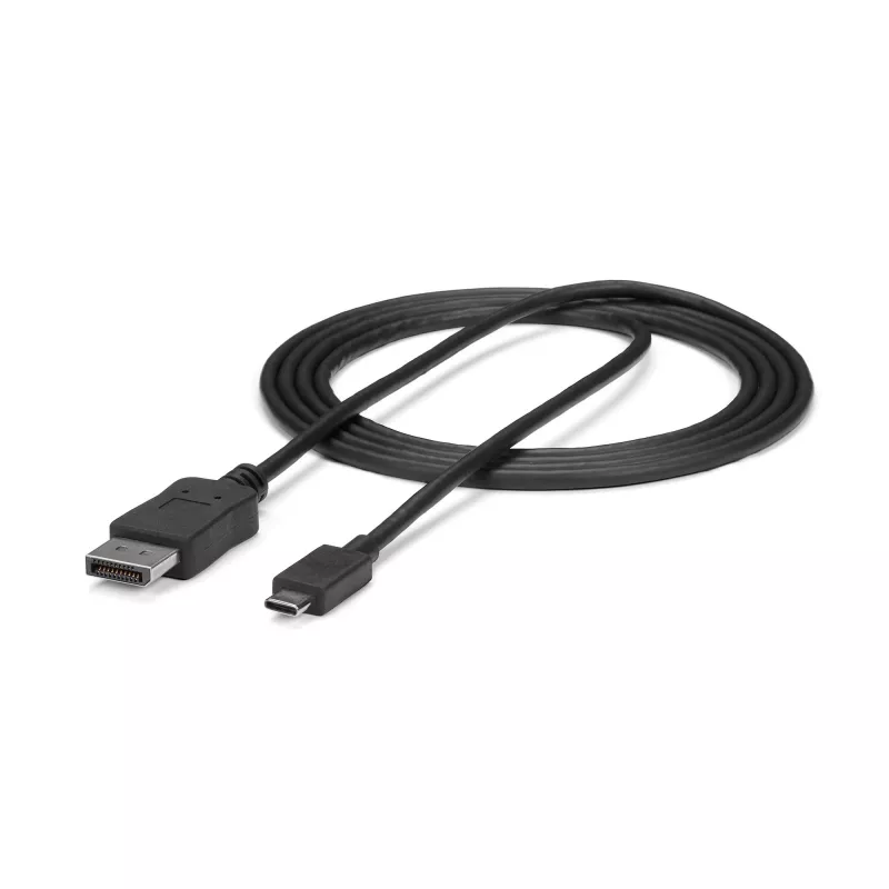 Cabo StarTech.com 1,8 m USB-C para DisplayPort 1.2 4K 60 Hz – cabo adaptador USB-C para DisplayPort HBR2 – cabo de vídeo USB Type-C DP Alt Mode para monitor DP – funciona com Thunderbolt 3 – preto