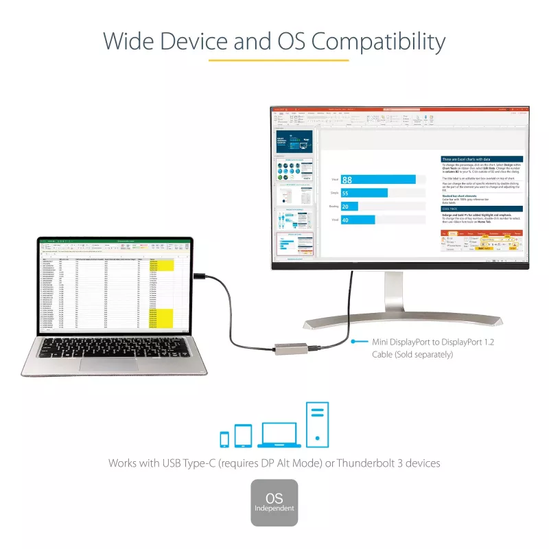 Adaptador StarTech.com USB-C para Mini DisplayPort – adaptador dongle USB-C para mDP 4K 60Hz – USB Type-C para monitor Mini DP – conversor de vídeo – compatível com Thunderbolt 3 – cabo acoplado de 30 cm – versão atualizada do CDP2MDP