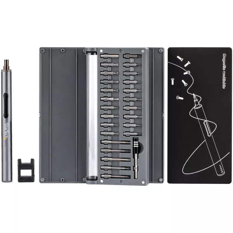 StarTech.com Conjunto de chaves de precisão elétricas de 55 bits – Conjunto portátil sem fios com bateria para reparações de eletrónica, portáteis, computadores, tablets e telefones – Base magnética