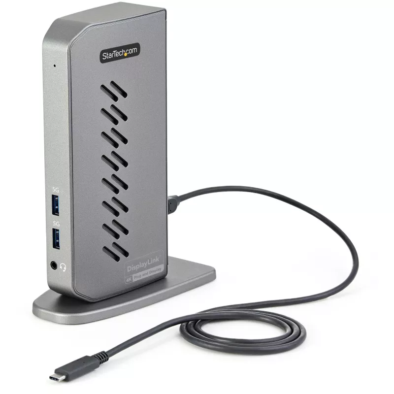 StarTech.com Dock USB-C USB-A - Estação de acoplamento universal híbrida USB 3.0 para portátil USB-C ou USB-A - Dois monitores 4K 60Hz HDMI/DisplayPort - 6x USB-A, GbE - USB 3.1 Gen 1 - Windows/Mac