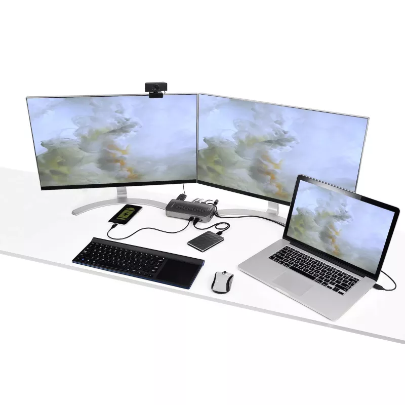 StarTech.com Dock USB-C USB-A - Estação de acoplamento universal híbrida USB 3.0 para portátil USB-C ou USB-A - Dois monitores 4K 60Hz HDMI/DisplayPort - 6x USB-A, GbE - USB 3.1 Gen 1 - Windows/Mac