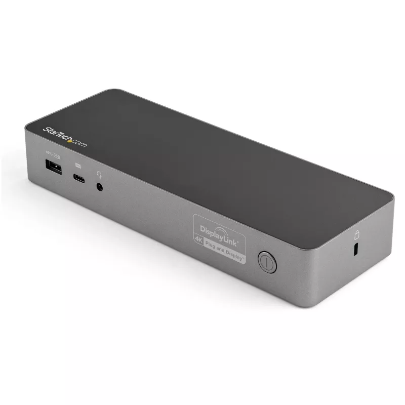 StarTech.com Estação de acoplamento universal para portátil, dock híbrido USB-C e USB-A, Dual 4K DP e HDMI, 100W PD, Mac / Windows / Chrome OS, hub 4x USB 5Gbps, GbE