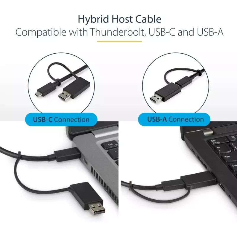StarTech.com Estação de acoplamento universal para portátil, dock híbrido USB-C e USB-A, Dual 4K DP e HDMI, 100W PD, Mac / Windows / Chrome OS, hub 4x USB 5Gbps, GbE