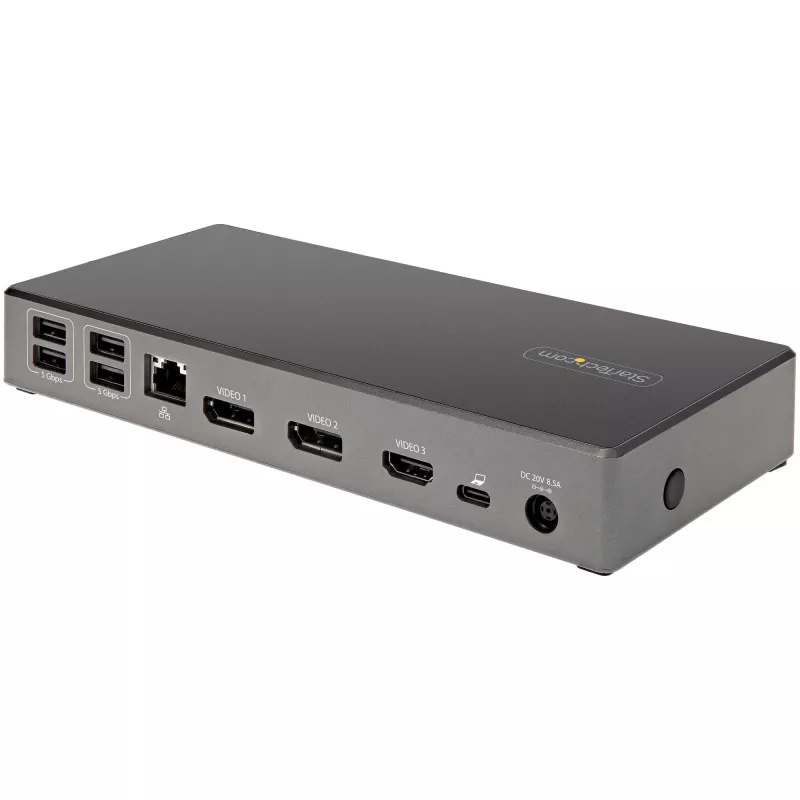 StarTech.com Dock USB C - Estação de acoplamento USB Type-C para três monitores 4K - 100W Power Delivery - DP 1.4 Alt Mode e DSC, 2x DisplayPort 1.4/HDMI 2.0 - 6xUSB (2x 10Gbps) - Windows/Chrome