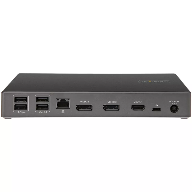 StarTech.com Dock USB C - Estação de acoplamento USB Type-C para três monitores 4K - 100W Power Delivery - DP 1.4 Alt Mode e DSC, 2x DisplayPort 1.4/HDMI 2.0 - 6xUSB (2x 10Gbps) - Windows/Chrome