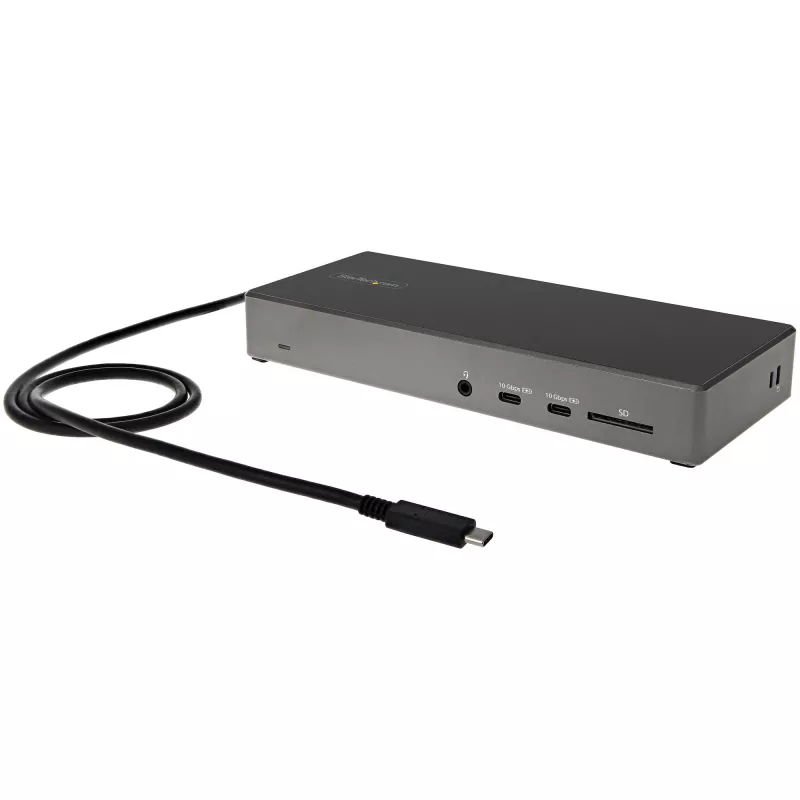 StarTech.com Dock USB C - Estação de acoplamento USB Type-C para três monitores 4K - 100W Power Delivery - DP 1.4 Alt Mode e DSC, 2x DisplayPort 1.4/HDMI 2.0 - 6xUSB (2x 10Gbps) - Windows/Chrome