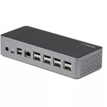 StarTech.com Dock USB-C – DisplayPort e HDMI para quatro monitores 4K 60Hz – Estação de acoplamento USB-C universal com 100W Power Delivery – Hub USB com 1x USB Type-C e 3x USB-A, Ethernet, Áudio