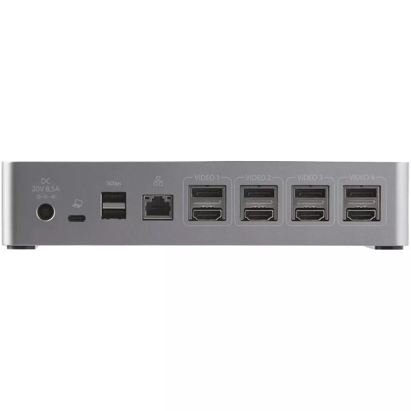 StarTech.com Dock USB-C – DisplayPort e HDMI para quatro monitores 4K 60Hz – Estação de acoplamento USB-C universal com 100W Power Delivery – Hub USB com 1x USB Type-C e 3x USB-A, Ethernet, Áudio