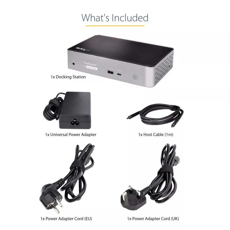 StarTech.com Dock USB-C – DisplayPort e HDMI para quatro monitores 4K 60Hz – Estação de acoplamento USB-C universal com 100W Power Delivery – Hub USB com 1x USB Type-C e 3x USB-A, Ethernet, Áudio