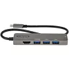 StarTech.com Adaptador multiportas USB-C - USB-C para HDMI 2.0b 4K 60Hz (HDR10), 100W Power Delivery Pass-Through, hub USB 3.0 de 4 portas - Mini dock USB Type-C - Cabo fixo de 30 cm