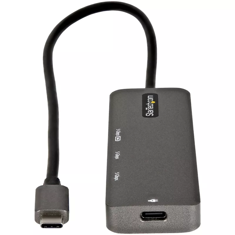 StarTech.com Adaptador multiportas USB-C - USB-C para HDMI 2.0b 4K 60Hz (HDR10), 100W Power Delivery Pass-Through, hub USB 3.0 de 4 portas - Mini dock USB Type-C - Cabo fixo de 30 cm
