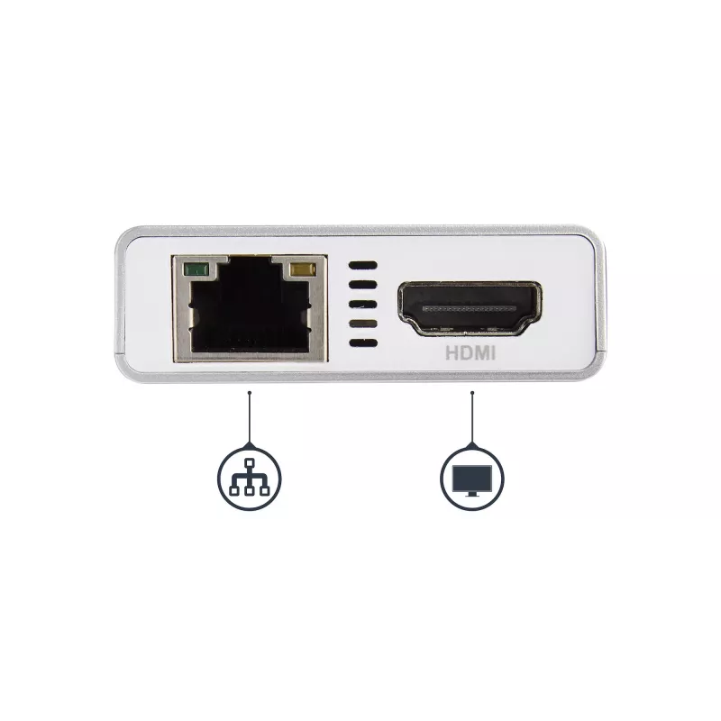 StarTech.com Adaptador multiportas USB-C – Estação de acoplamento de viagem USB-C com HDMI 4K – 60 W Power Delivery Pass-Through, GbE, hub USB-A 3.0 de 2 portas – Mini dock USB Type-C portátil para portátil – Branco