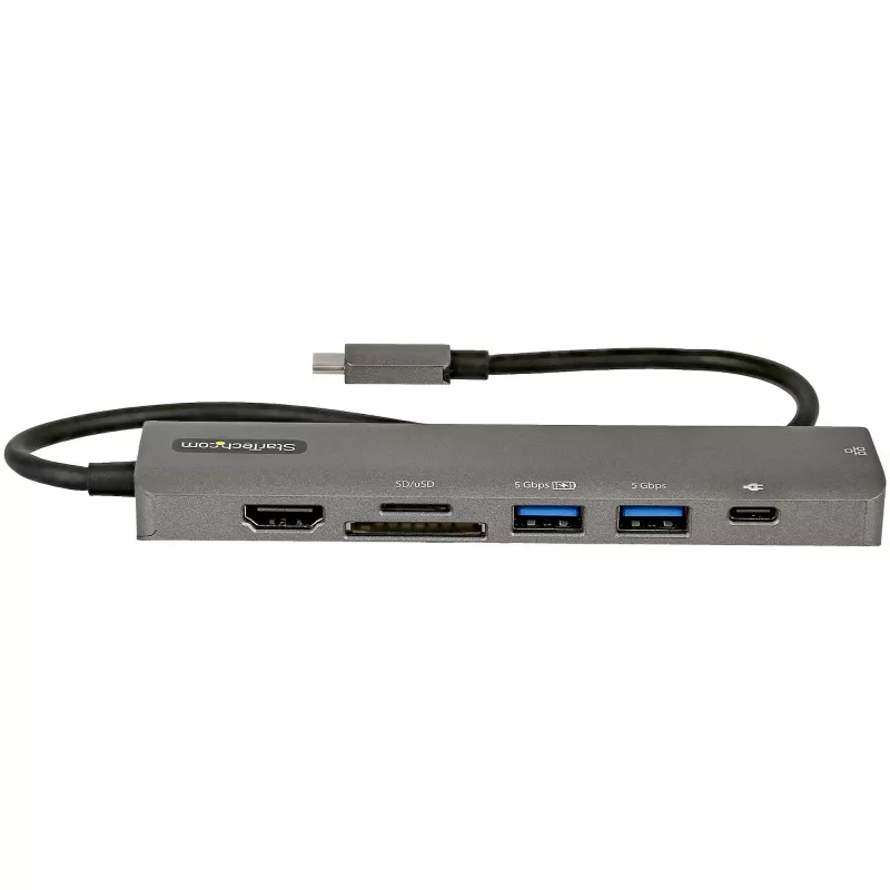 StarTech.com Hub adaptador multiportas USB-C, USB-C para HDMI 4K 60Hz, Gigabit Ethernet e carregamento de portátil 100W para Macbook Pro / Air e Windows