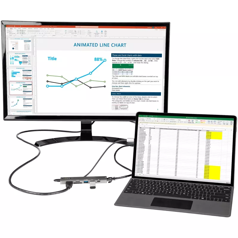 StarTech.com Hub adaptador multiportas USB-C, USB-C para HDMI 4K 60Hz, Gigabit Ethernet e carregamento de portátil 100W para Macbook Pro / Air e Windows