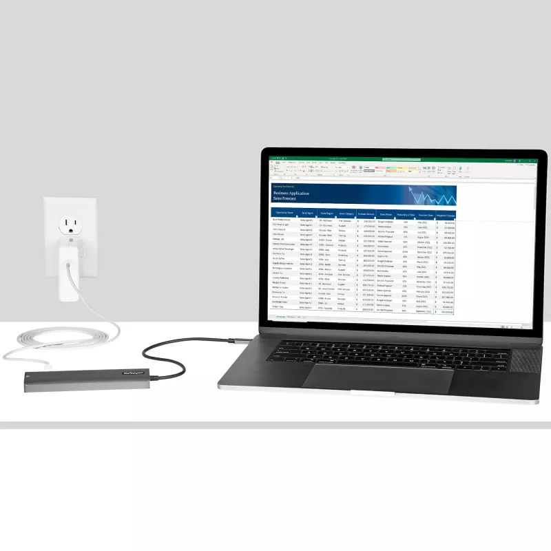 StarTech.com Hub adaptador multiportas USB-C, USB-C para HDMI 4K 60Hz, Gigabit Ethernet e carregamento de portátil 100W para Macbook Pro / Air e Windows