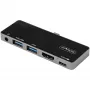 StarTech.com Adaptador multiportas USB C – USB-C para HDMI 2.0 4K 60Hz, carregamento pass-through 100W Power Delivery, hub USB 3.0 de 3 portas, Áudio – Mini dock USB-C – Dock de viagem USB Type-C portátil