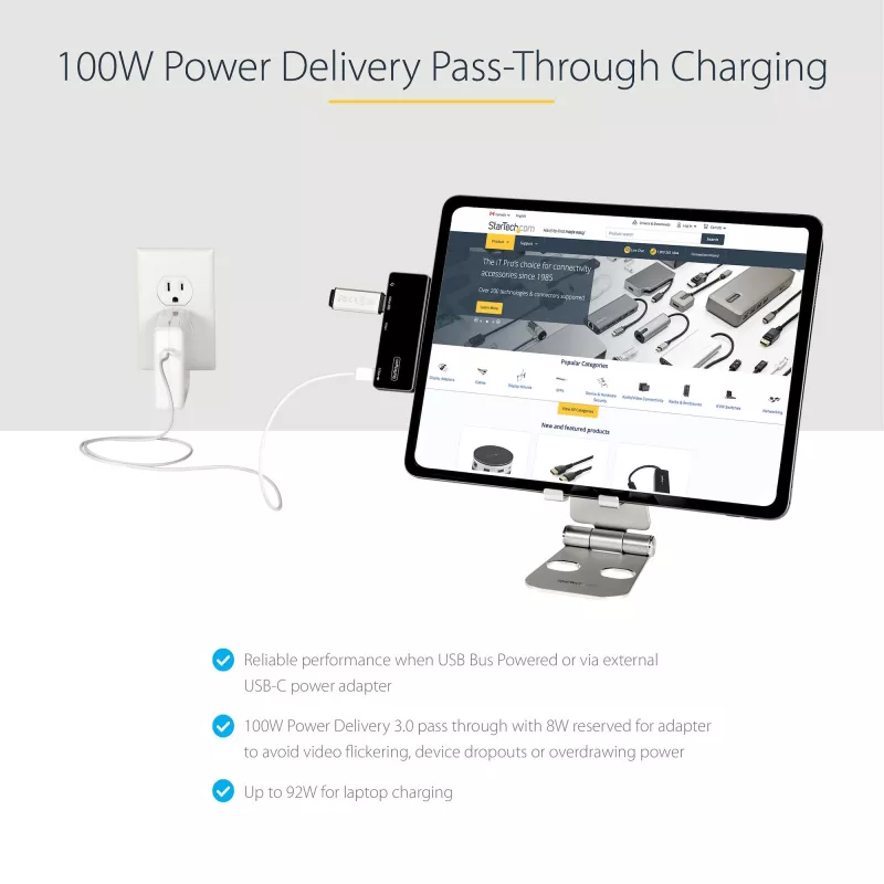 StarTech.com Adaptador multiportas USB C – USB-C para HDMI 2.0 4K 60Hz, carregamento pass-through 100W Power Delivery, hub USB 3.0 de 3 portas, Áudio – Mini dock USB-C – Dock de viagem USB Type-C portátil