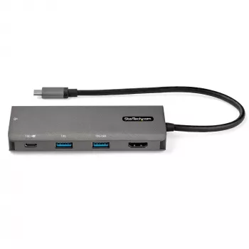 StarTech.com Adaptador multiportas USB-C - Mini dock USB Type-C 10 Gbit/s com HDMI 4K 30 Hz - 100 W Power Delivery Pass-Through - Hub USB de 3 portas, GbE - Dock para portátil USB 3.1/3.2 Gen 2 - Cabo de 25,4 cm
