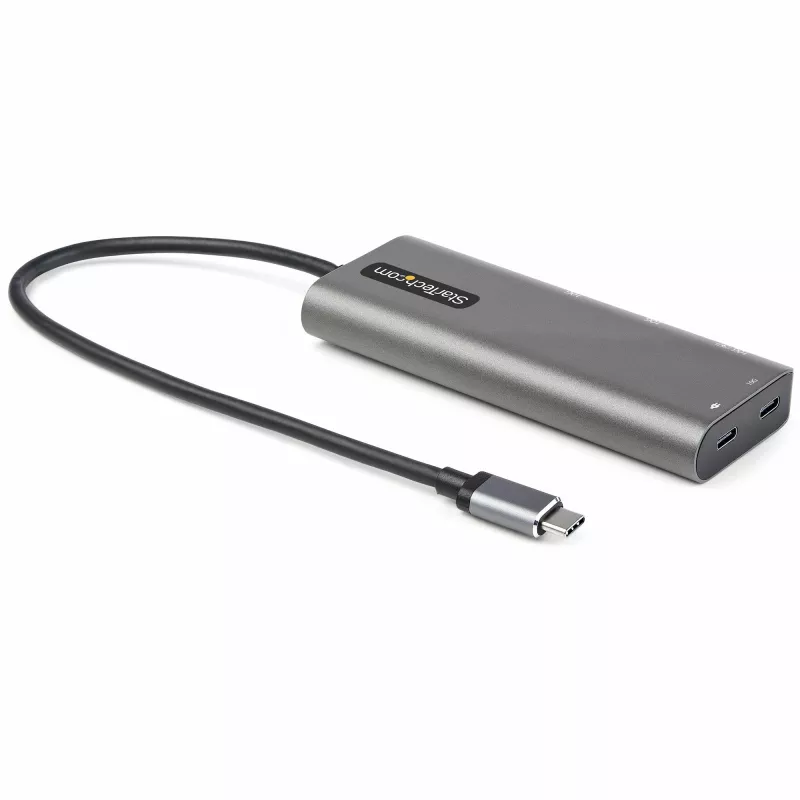 StarTech.com Adaptador multiportas USB-C – USB-C para HDMI ou Mini DisplayPort 4K 60Hz, 100W Power Delivery Pass-Through, hub USB 10Gbps de 4 portas – Mini dock USB Type-C – com cabo fixo de 12 polegadas (30 cm)