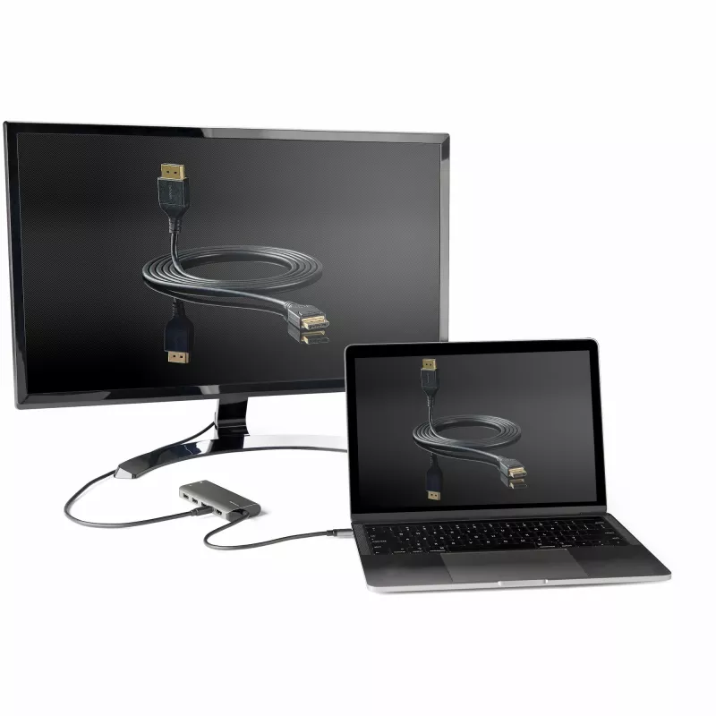 StarTech.com Adaptador multiportas USB-C – USB-C para HDMI ou Mini DisplayPort 4K 60Hz, 100W Power Delivery Pass-Through, hub USB 10Gbps de 4 portas – Mini dock USB Type-C – com cabo fixo de 12 polegadas (30 cm)